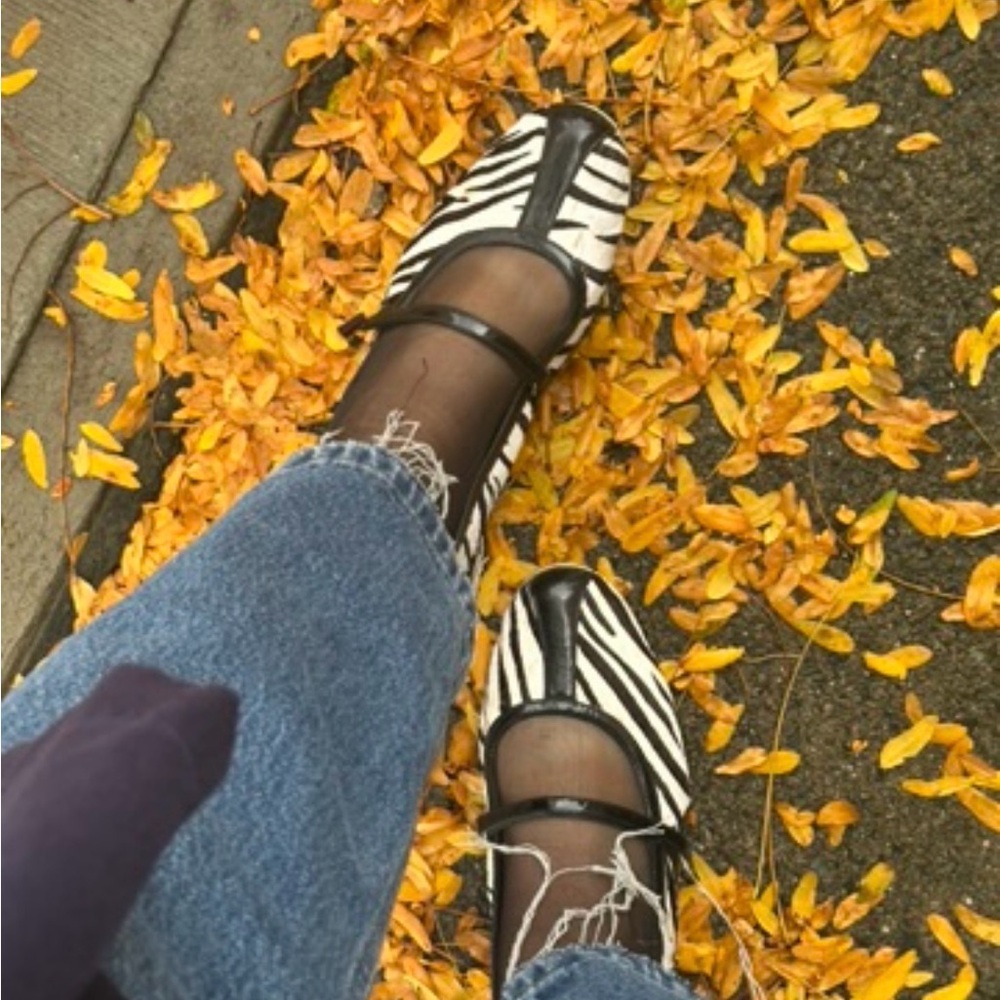 Nike Air Cole Haan Vintage Zebra-Print Mary-Jane Round-Toe Ballet Sneakers